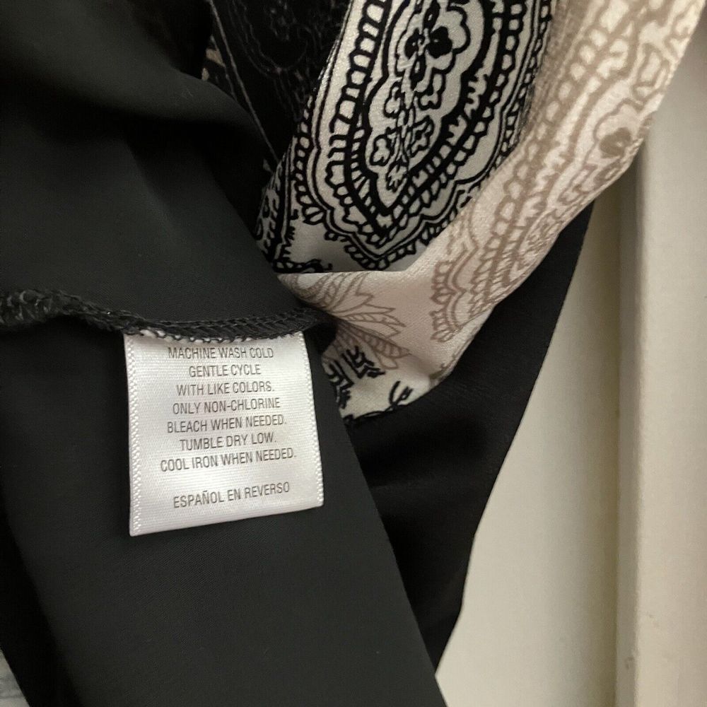 Style & Co. Black White Paisley Whimsy Pullover Boho Tunic 3/4 Sleeve SZ LG-K - Picture 6 of 6
